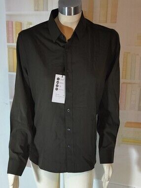 Lightweight Men's Dark Olive Button-Up Shirt Jacket